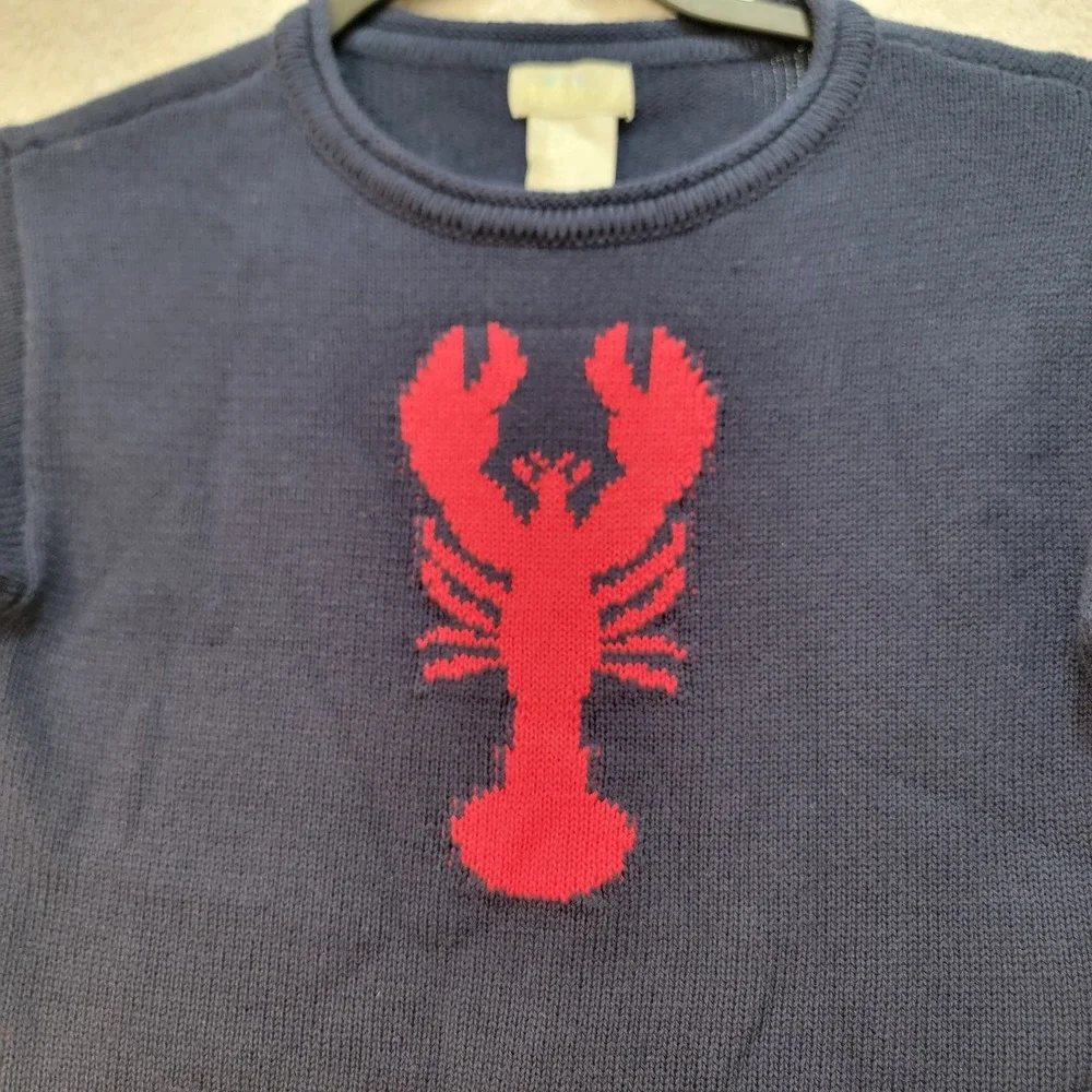 Piper Posie Kids Sweater Size 4T Roll‎ Neck Lobster Navy Knit Coastal Nautical
